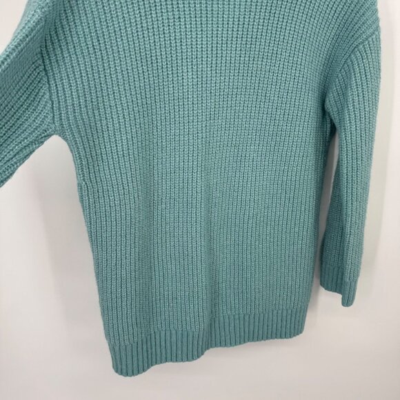 Talbots Womens Knit Sweater Shawl Collar size Medium teal Wool Blend - Picture 9 of 12